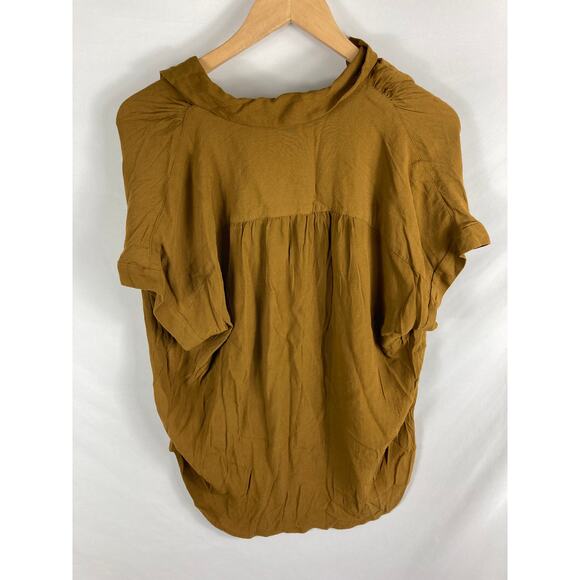 Madewell Central Drapey Short Sleeve Button Down Mustard Shirt Top Small - Picture 4 of 4